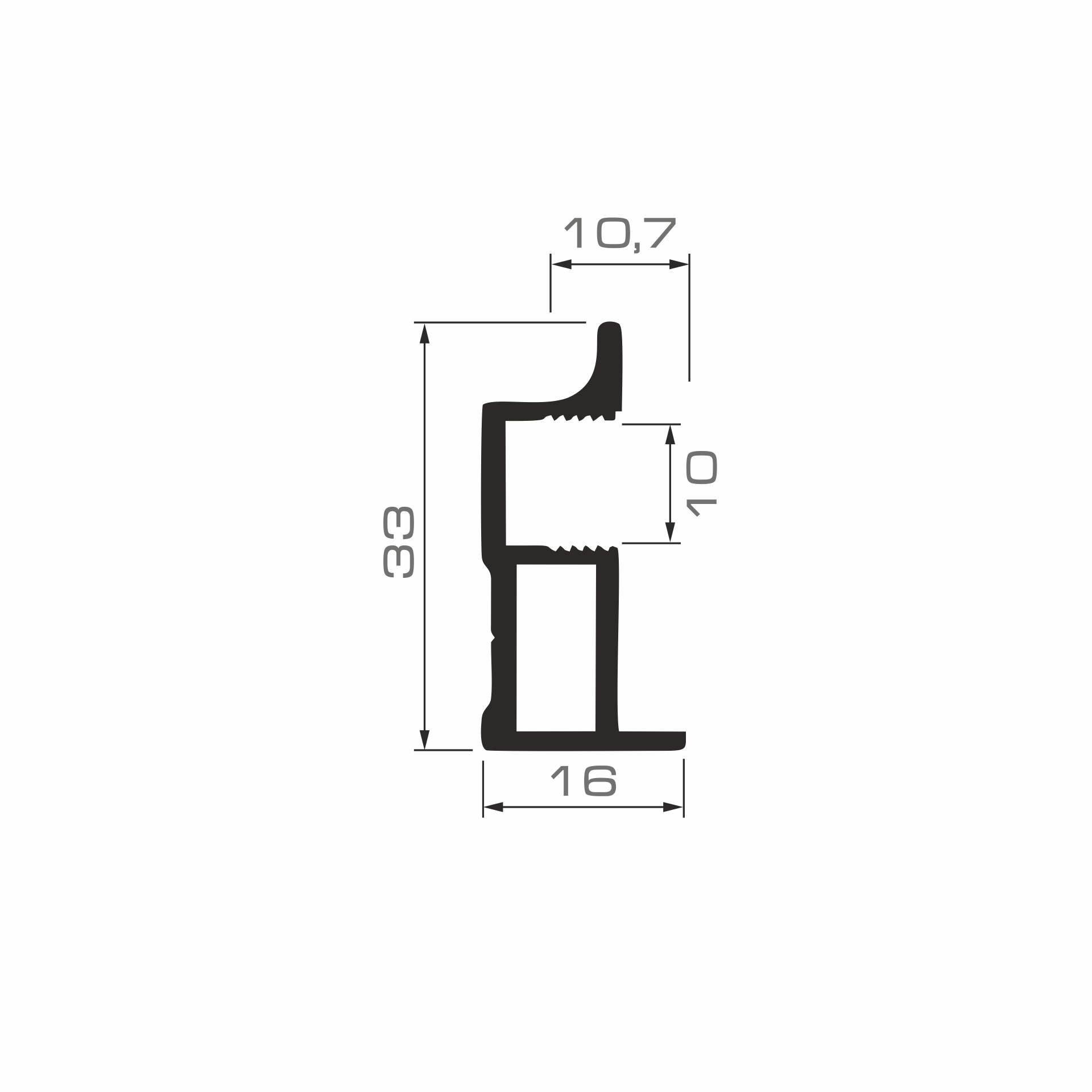 Профиль ручка ДЕЛИКАТА Графит брашед 5,4 м (16)