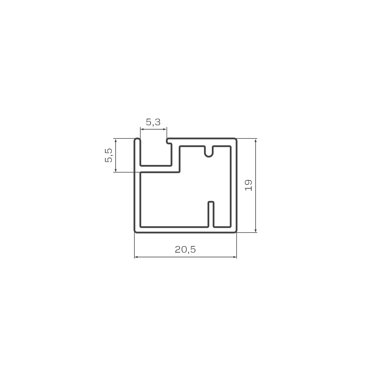 Фасадный профиль узкий 20*19 мм, видимая часть 19 мм, черный матовый, 6,0 м