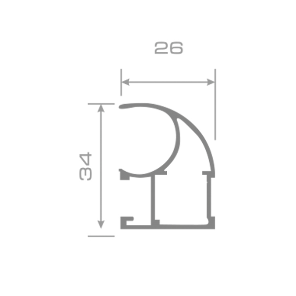 Профиль вертикальный Открытый матовое Серебро 4,8 м Лайт (12)