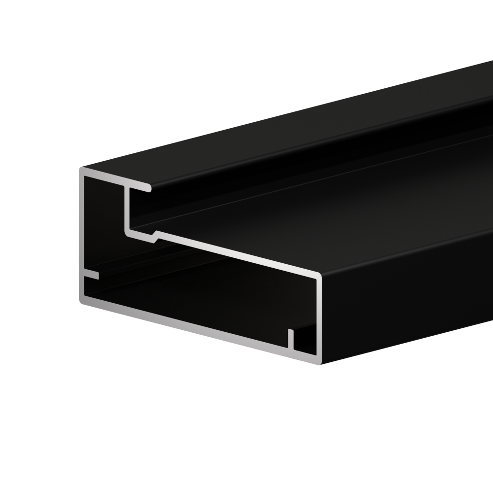 Фасадный профиль широкий 50*20 мм, видимая часть 15 мм, черный матовый, 6,0 м
