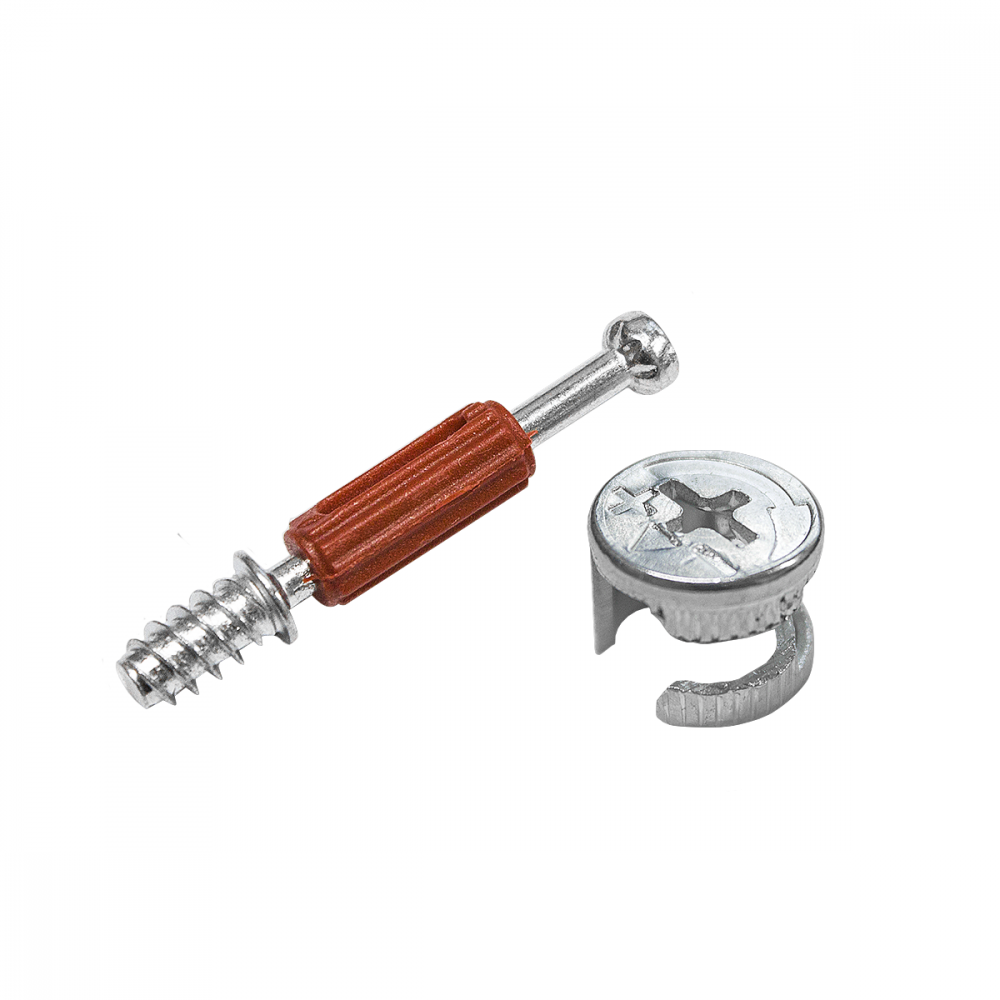 Эксцентриковая стяжка (железо) + Стойка эксцентрика, саморез / L=45мм (2000)