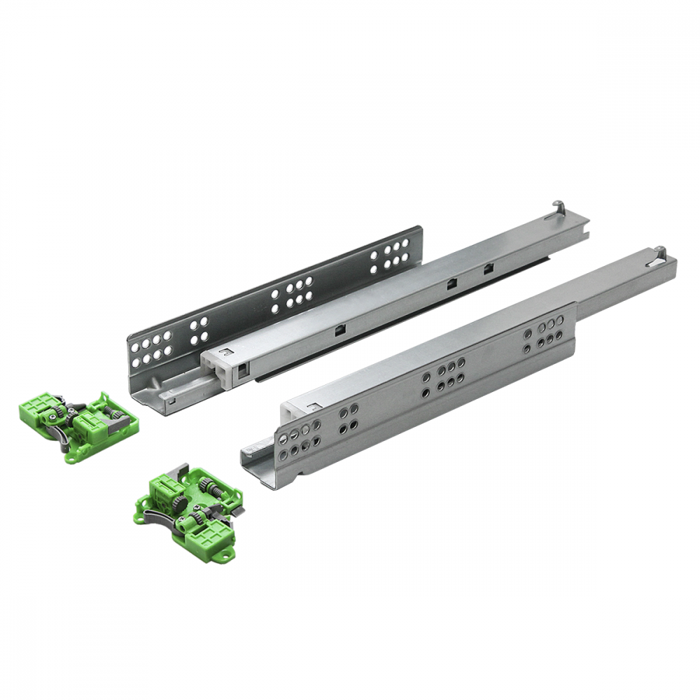 Направляющие скрытого монтажа полного выдвижения с доводчиком, L=450MM, (3D)