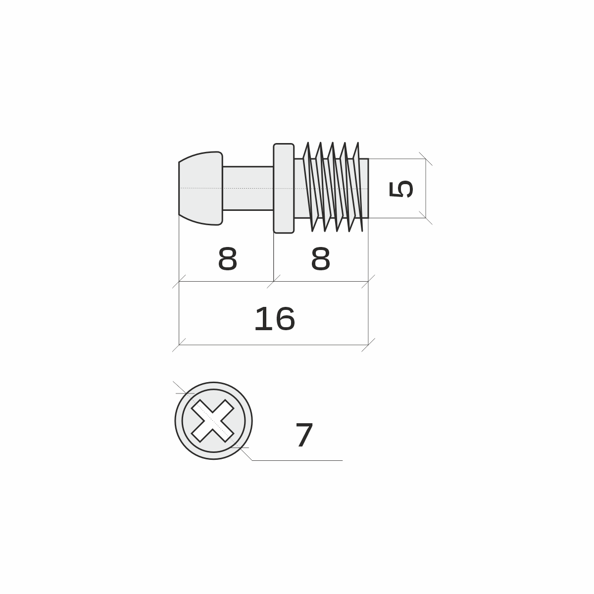 Эксцентриковая стяжка, металл D=20мм + Стойка эксцентрика, саморез L=16мм, металл  (1000)