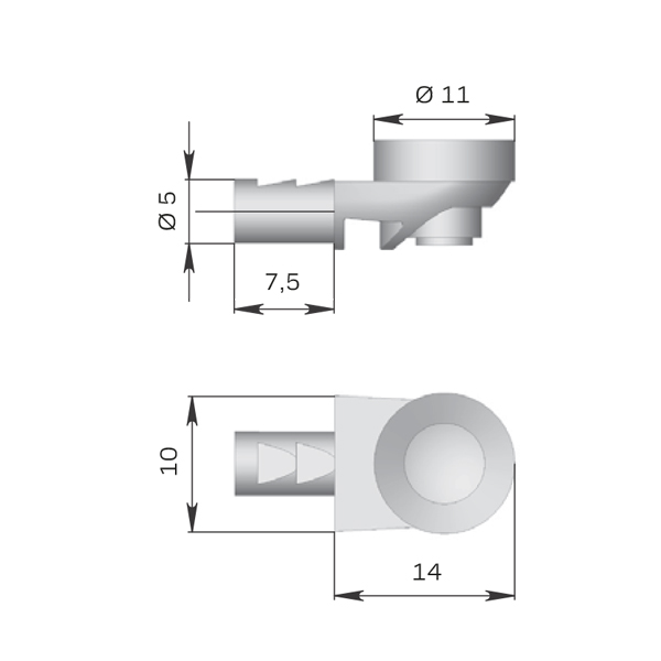 Полкодержатель для стекла с присоской "Лопатка" (10 000/500)
