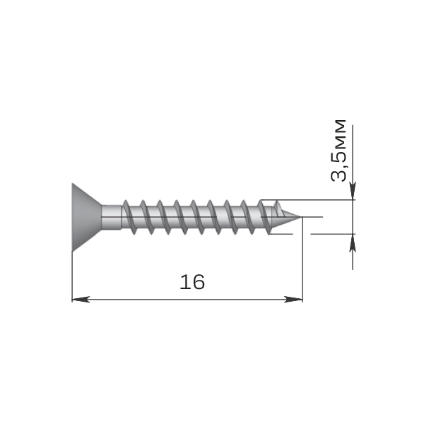 Шуруп унив.оцинк.3,5*16 белый, (27 000 шт/уп) 