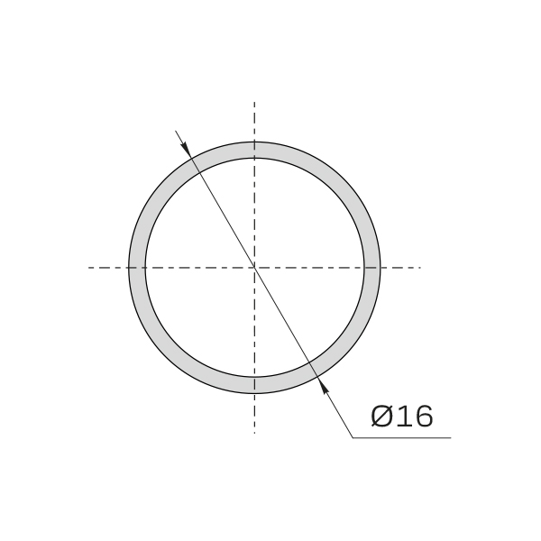 Труба круглая диам. 16мм, длина 3м (0.7мм) (20)