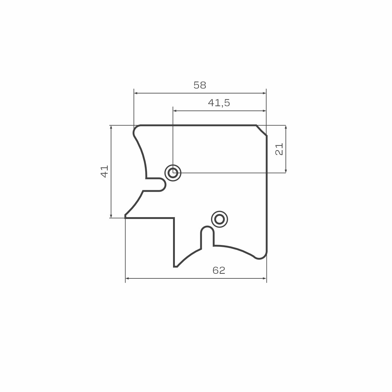Уголок широкий для алюминиевого фасадного профиля  без винтов UG02/2