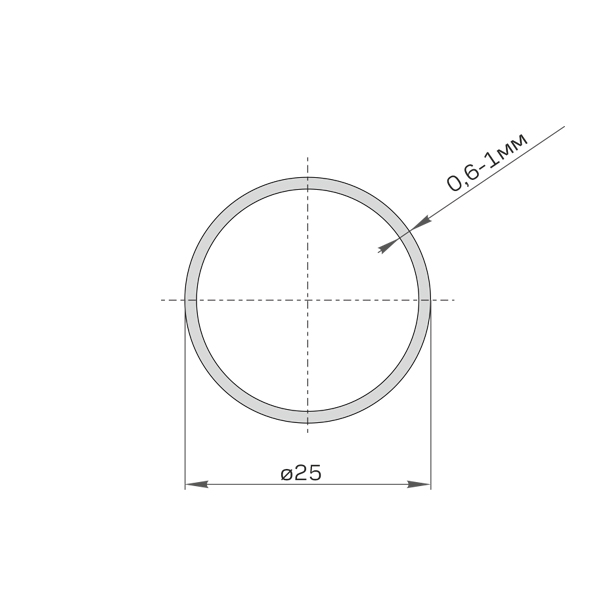 Труба круглая диам. 25мм, длина 3м (0,6) Лайт (10)