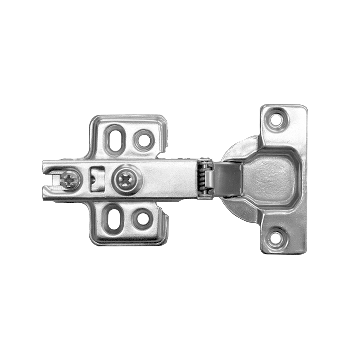 ПЕТЛЯ ДЛЯ ДВЕРЦЫ ШКАФА SOFT CLOSING (НАКЛАДНАЯ), несъемная планка, (4 отверстия) 