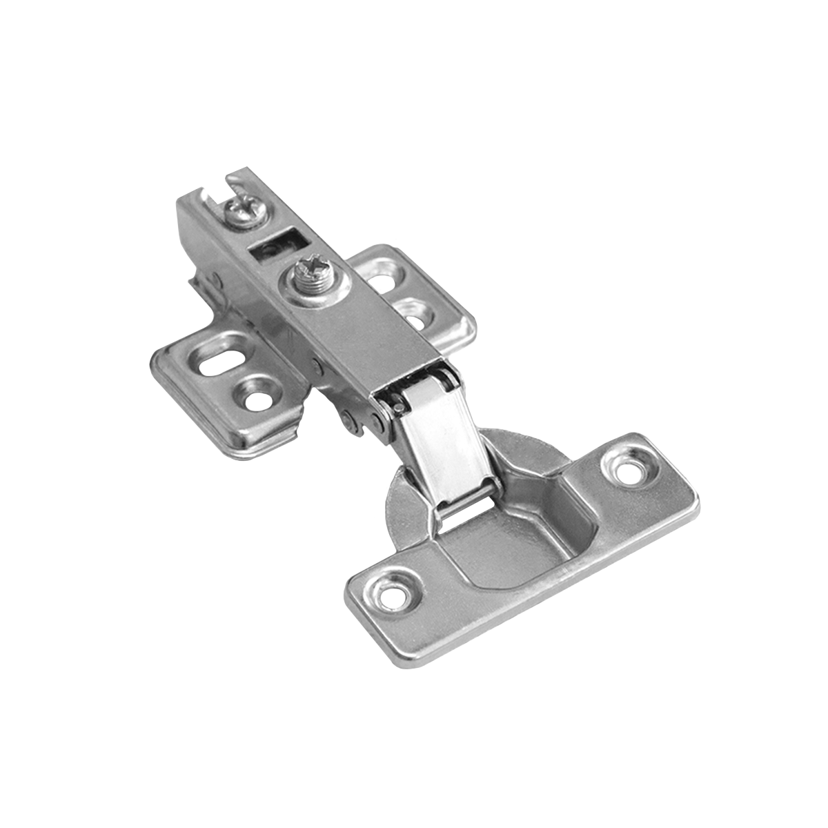 ПЕТЛЯ ДЛЯ ДВЕРЦЫ ШКАФА SOFT CLOSING (НАКЛАДНАЯ), несъемная планка, (4 отверстия) 