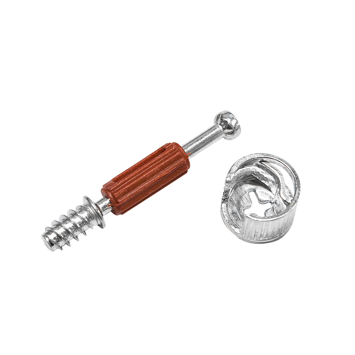 Эксцентриковая стяжка (железо) + Стойка эксцентрика, саморез / L=45мм (2000)