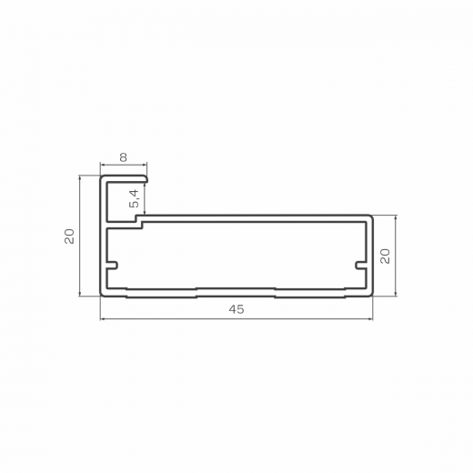 Фасадный профиль широкий 50*20 мм, видимая часть 8 мм, черный матовый, 6,0 м